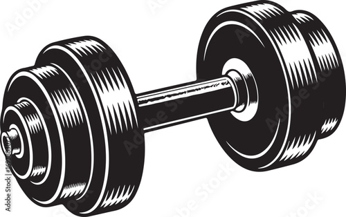 Detailed Dumbbell Illustration for Fitness, Gym, and Weightlifting Themed Graphics