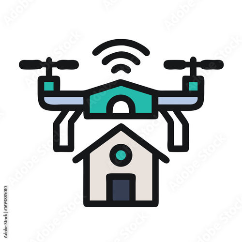 Smart home surveillance with drone technology, providing security and automation for modern housing