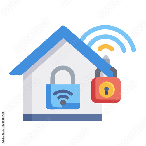 Smart Home Security: Secure House with WiFi Lock System, Internet of Things Concept