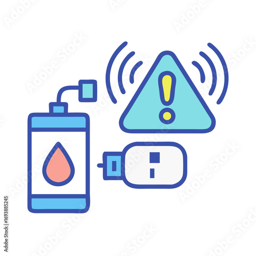 Connectivity issues illustration with water damage risk warning concept on black background