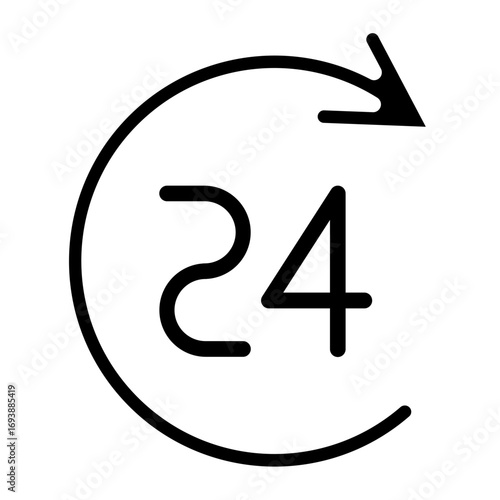 Vector Design 24 Hours Open Icon Style