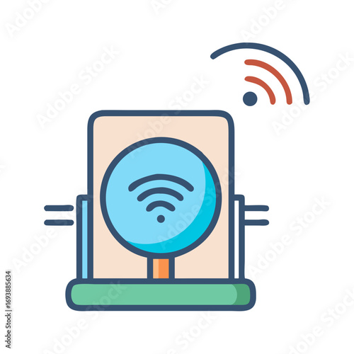 Vector illustration of a modern wifi router design with wireless connection and antenna