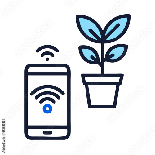 Smart agriculture concept: Mobile connectivity for plant growth monitoring and sustainable farming.