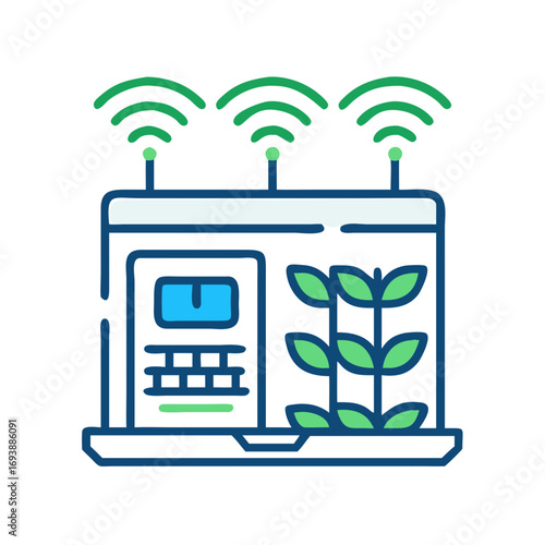 Smart Farming Technology: A Green and Blue Icon of Agricultural Innovation