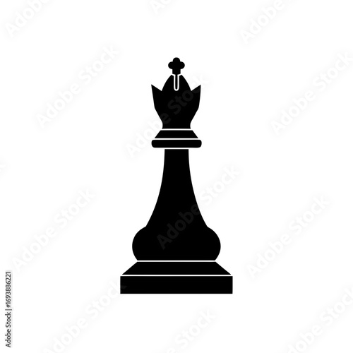 Silhouette of a chess queen piece on transparent background