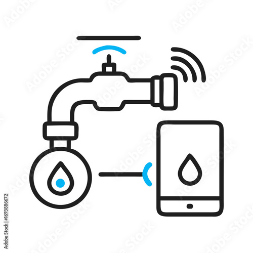 Smart water management system connecting water tap and mobile device via wireless network