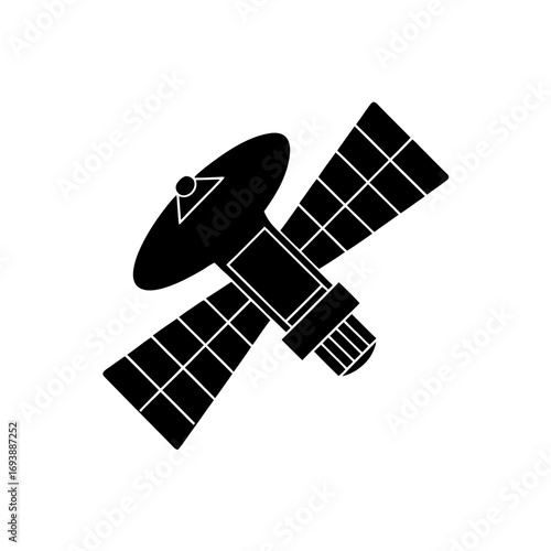 Illustration of space satellite on transparent background silhouette