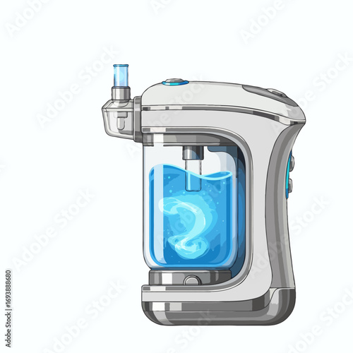 Modern humidifier with a clear water reservoir, designed for indoor air purification and wellbeing