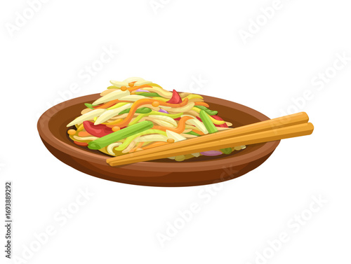 Som Tam Thai Food Illustration Vector