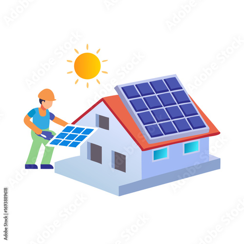 Installation of Solar Panels on Residential Home with Renewable Energy Solution