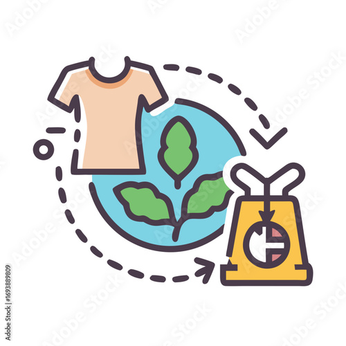 Circular Fashion: Sustainable Clothing Life Cycle and Textile Recycling Stock Image