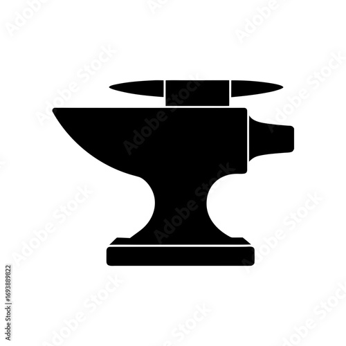 Illustration of a black anvil on transparent background silhouette