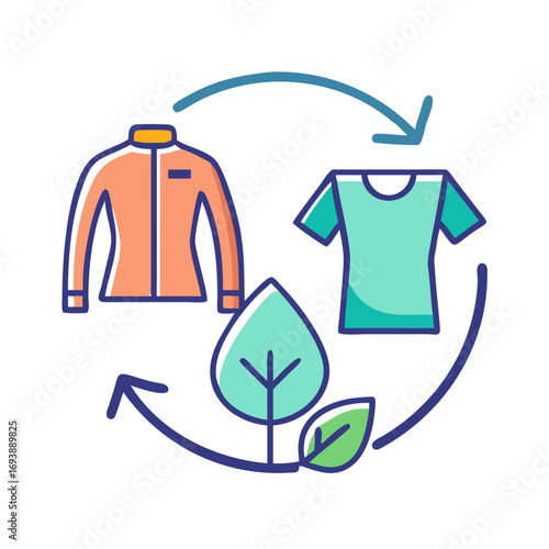 Sustainable Fashion Loop: Clothing Recycle Symbol for Environmentally Conscious Brands and Circular Economy Campaigns