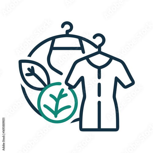 Sustainable fashion concept with garment, leaves, and minimalist design for eco-friendly brands