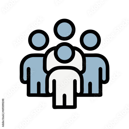 Abstract representation of team leadership in flat style with one standout figure