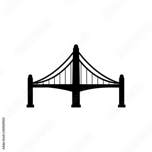 Silhouette of a simple bridge on transparent background