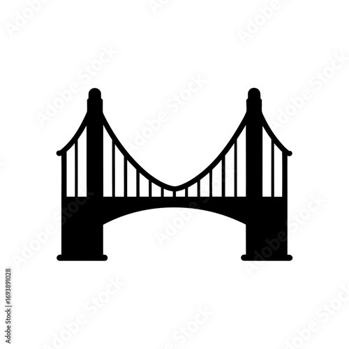 Silhouette of a simple bridge on transparent background