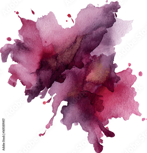 Watercolor Burgundy Red Ink Abstract Artistic Stain Vector Illustration