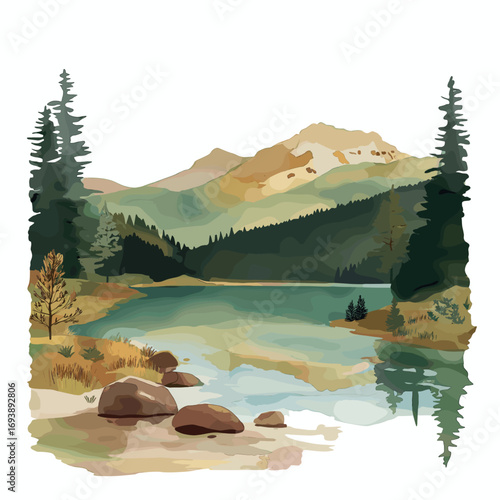 Pelister National Park. Pelister National Park watercolor vector illustration