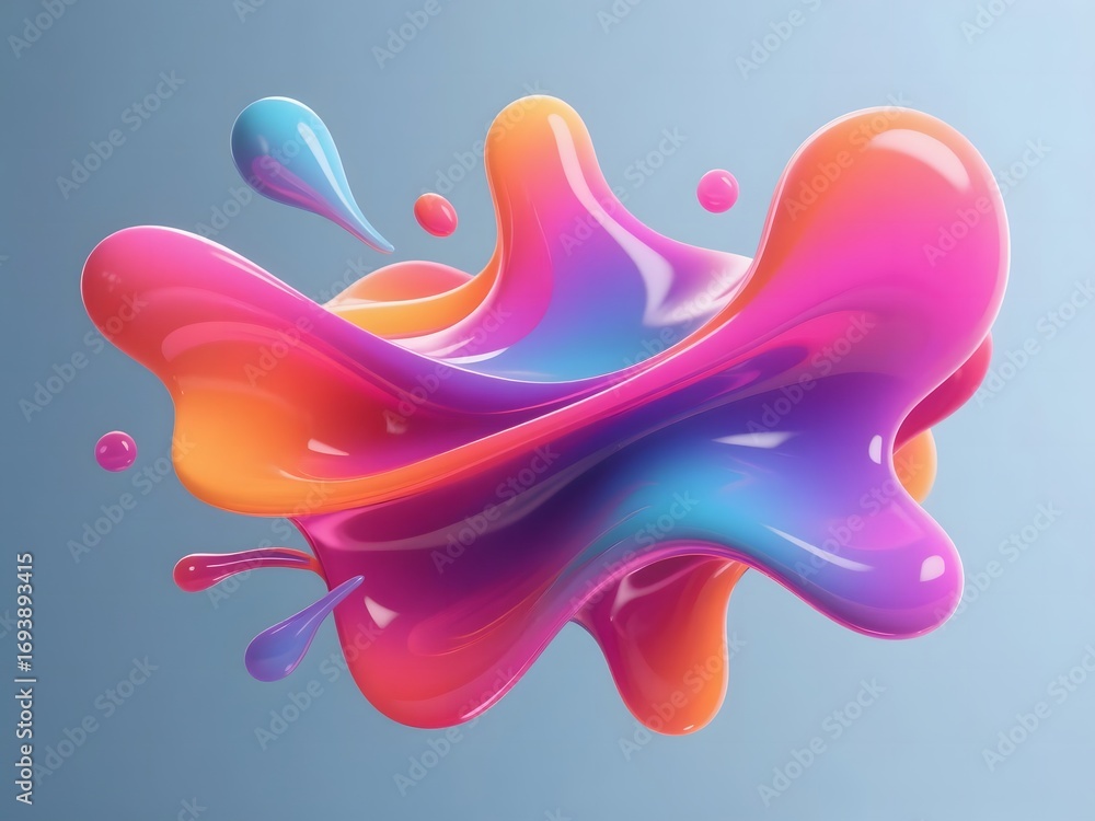 Obraz premium Modern abstract liquid shape background with vibrant colors and smooth 3D forms. Great for marketing, social content, and creative projects.