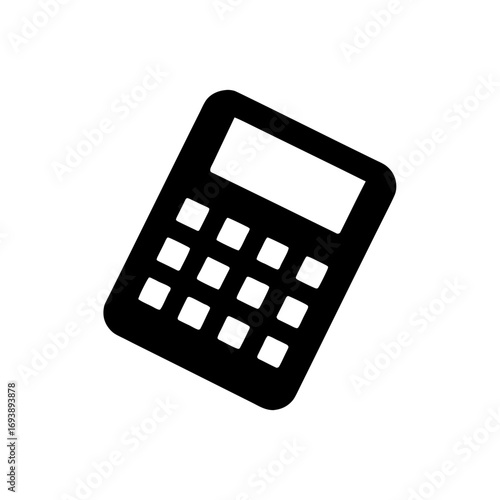 Simple calculator black icon on transparent background silhouette