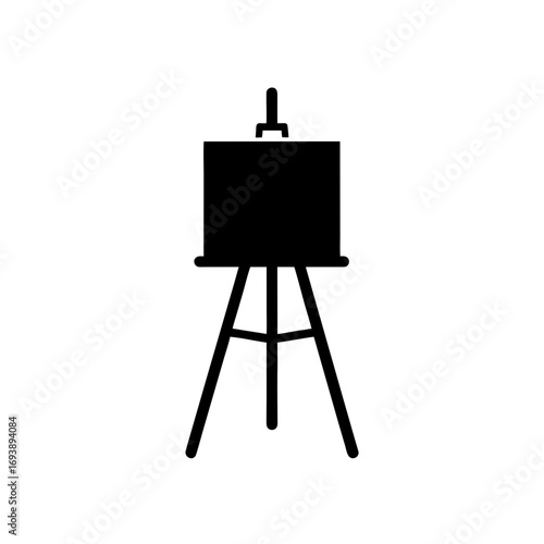 Black artist easel silhouette on transparent background