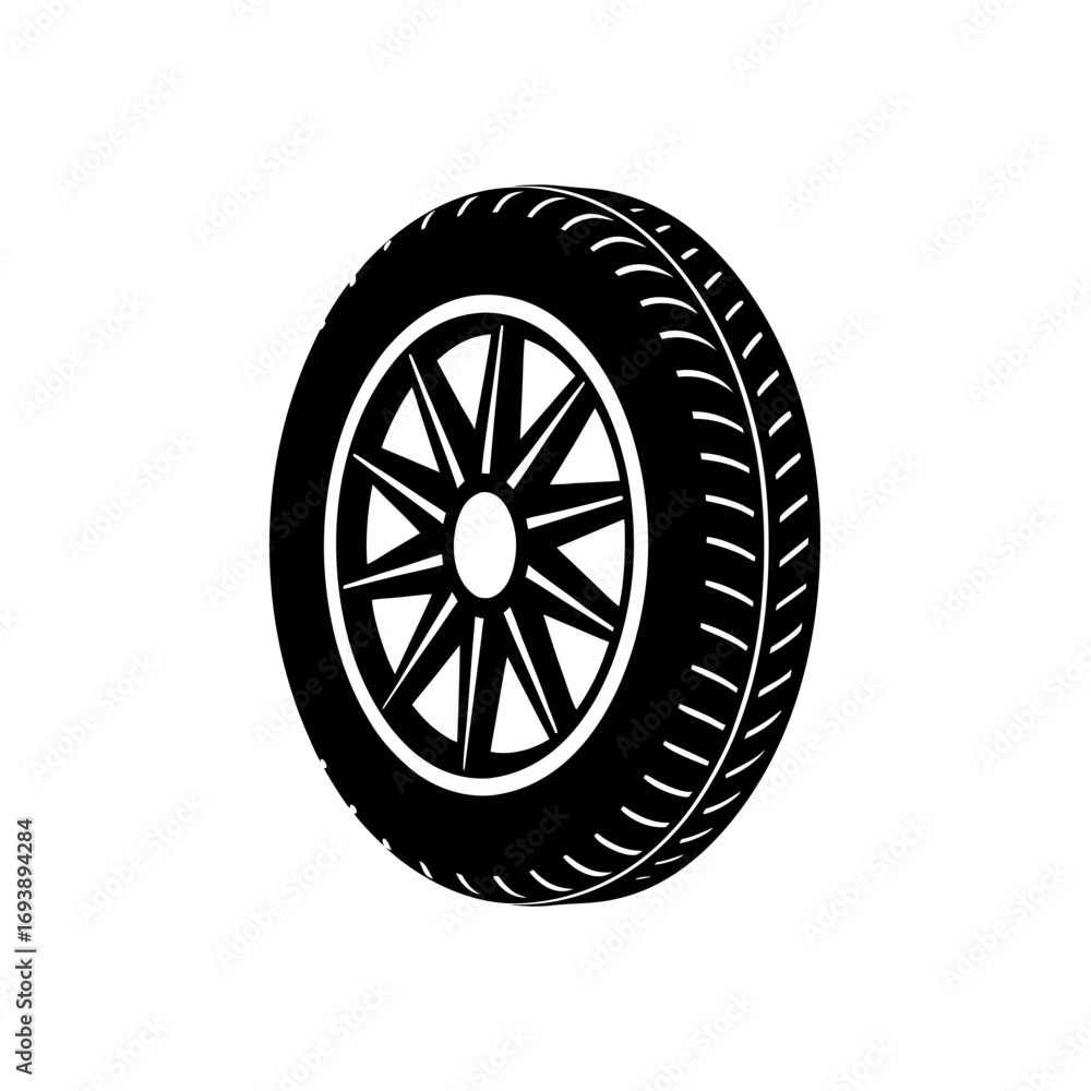 Obraz premium Isolated black tire design art on transparent background silhouette