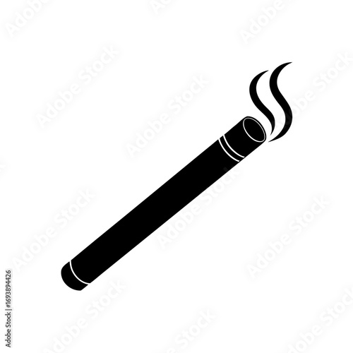 Smoking cigar with rising smoke on transparent background silhouette