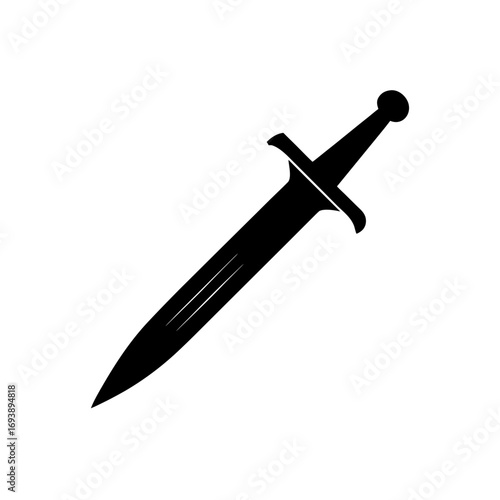 Silhouette of a short sword on transparent background