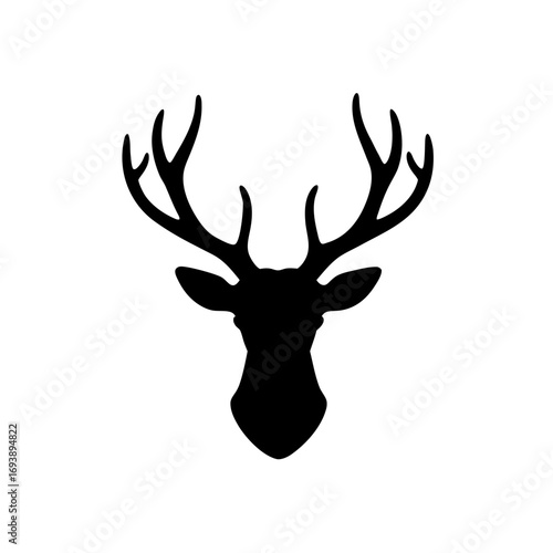 Silhouette of a deer head art on transparent background