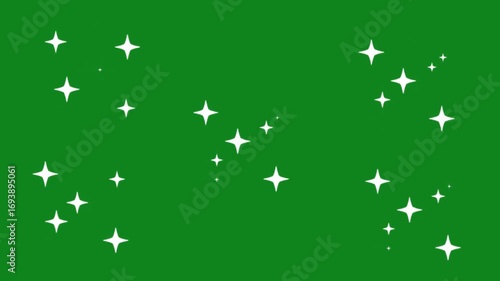 Twinkling sparkle stars glowing glitter animation doodle cartoon flat vector style, festive Christmas starry night shining overlay effect in 4K green screen sparkling background video.