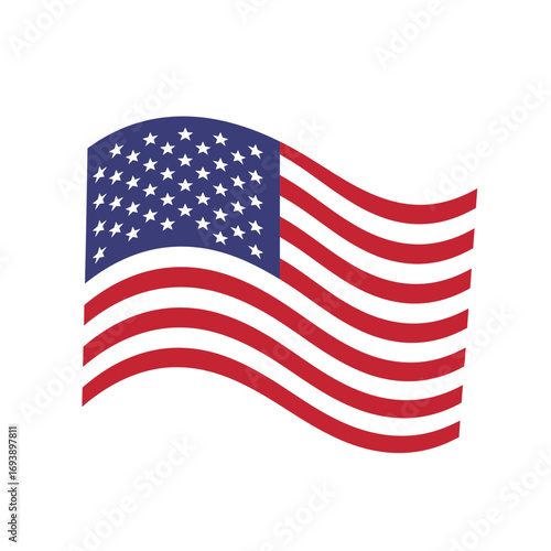 Waving usa flag with stars and red stripes. Suitable for patriotic designs, independence day celebrations, american theme projects, and more.