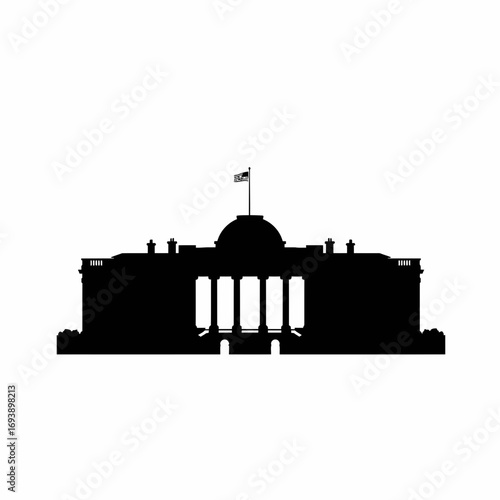 Silhouette of the white house in washington dc, iconic landmark suitable for travel blogs, political publications, historical websites, patriotic designs.