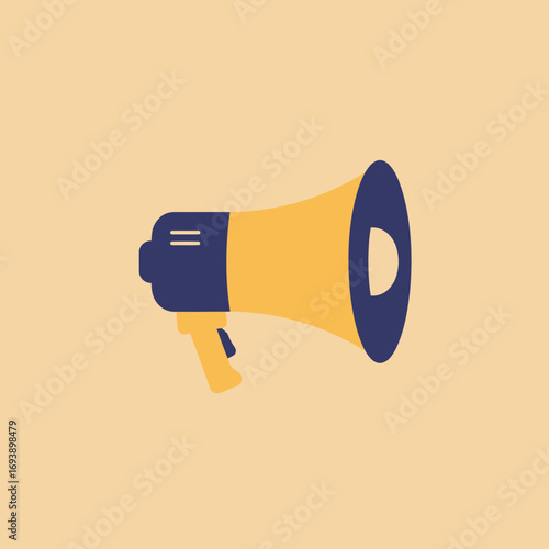 Megaphone device used for making announcements or amplifying sound in events, protests. Suitable for marketing, communication, activism purposes.