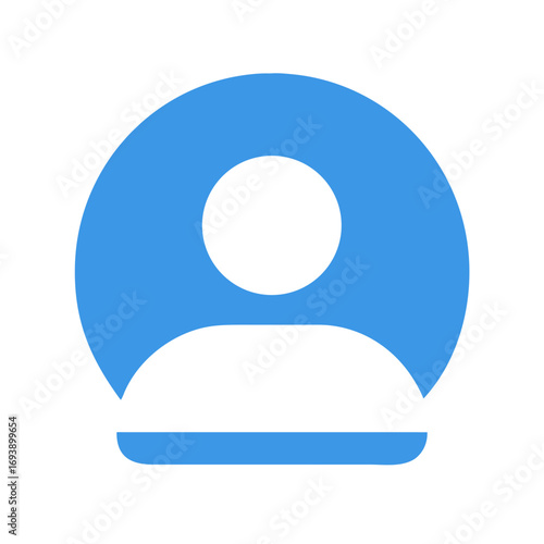 Simple blue user icon on black background, clean graphic design for interface