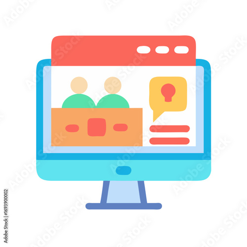 Webinar on computer screen showcasing online collaboration and innovative idea generation concept
