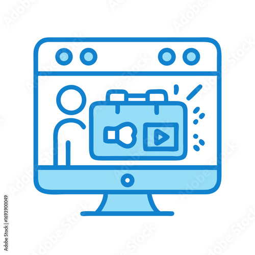 Online video marketing campaign on a computer screen showing engagement, promotion, and feedback