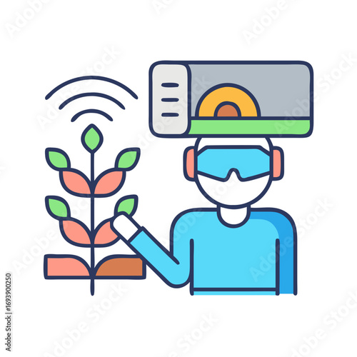 Augmented Reality and Agriculture: Person in VR Examining Crop Growth Data