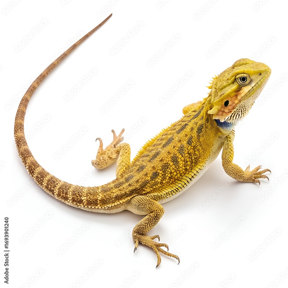 Fototapeta premium Brown skink with a long tail on a white isolated background