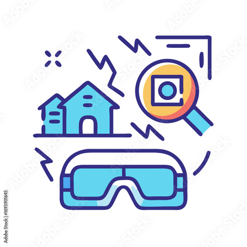 Metaverse real estate search with AR glasses concept in a modern style illustration