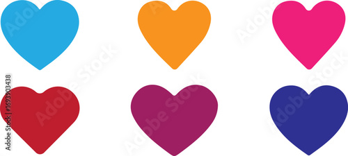Colorful Heart set. love heart vector illustration design. 