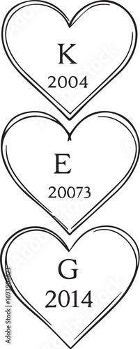 “Three Hearts, One Thread”

“Initials in Orbit: A Timeline of Tenderness”

“K-E-G: A Vertical Verse of Memory”