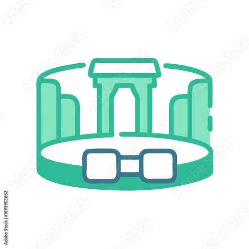 Virtual reality headset in vector art isolated on black backdrop for digital interface use