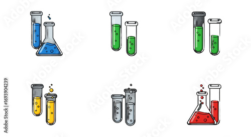 Lab Vector Icon Set Chemistry Experiments