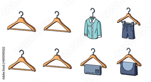 Clothes Hanger Vector Icon Set Wardrobe Essentials