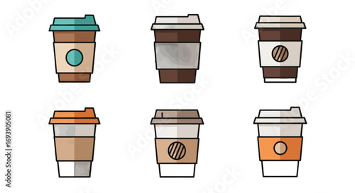 Coffee Cup Vector Icon Set Drinks Illustrations