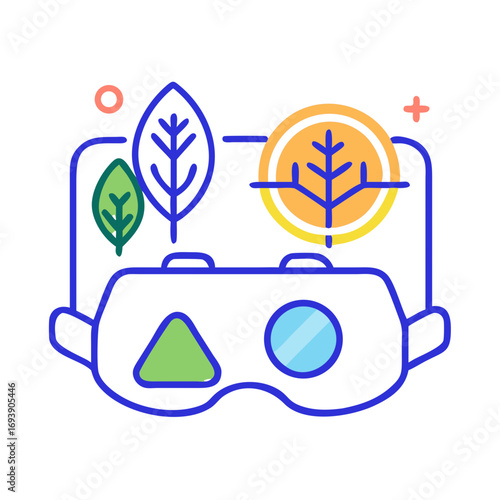 Abstract VR Headset with Plant Elements for Sustainable Technology Concept