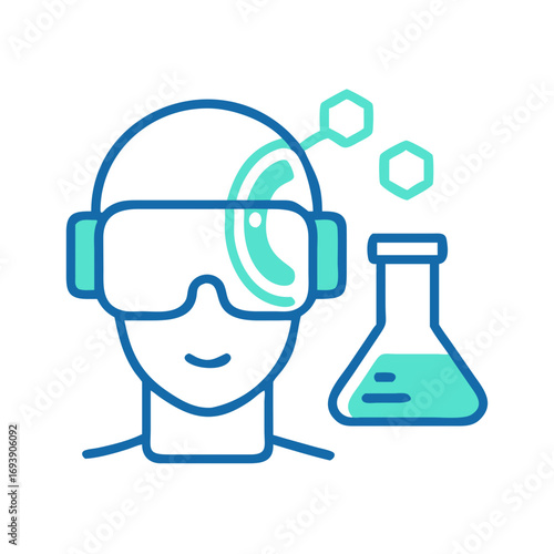 Exploring virtual reality in science and chemistry: A person wearing VR headset in laboratory