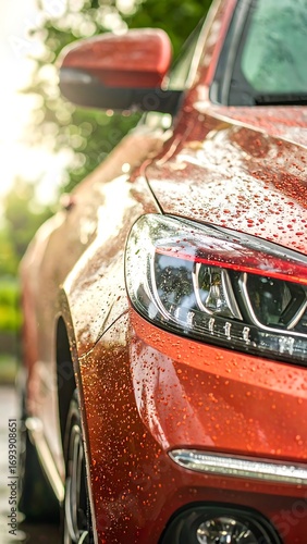 Car Front After Rain