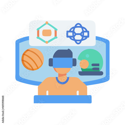 Virtual Reality Sports Experience: A Man Immersed in a Digital Sports Arena